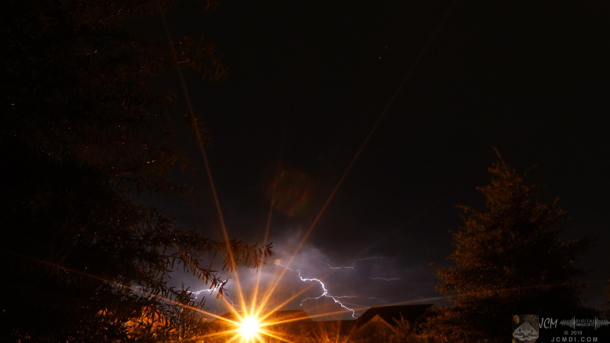 Severe thunderstorm lightning bolt lights up the sky in Tennessee